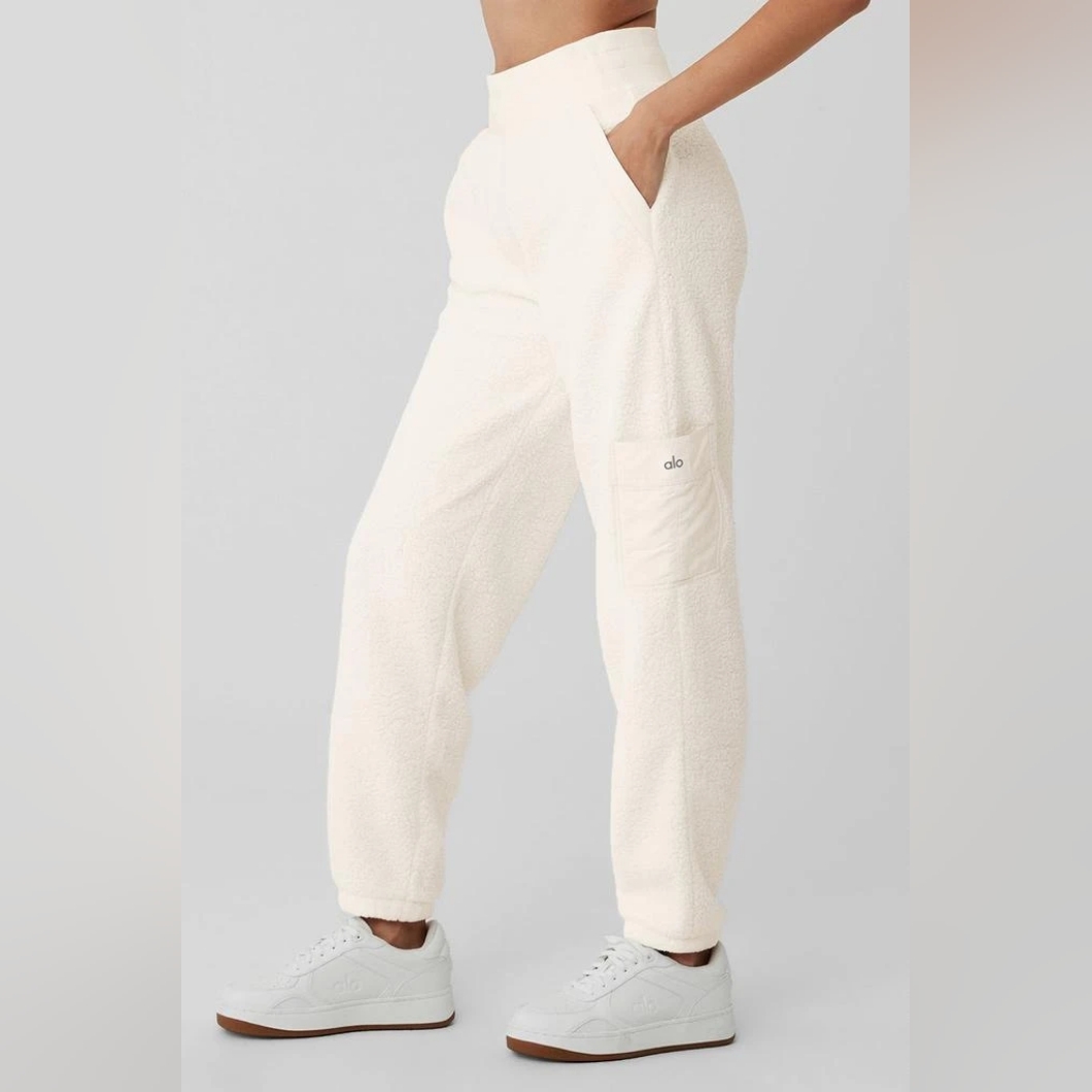 Alo Yoga Micro Sherpa High Waist Solstice Sweatpant In Ivory Sz Small